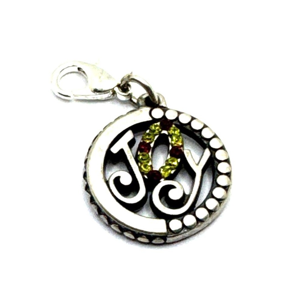 Brighton Christmas Joy Sign Holiday Red Green Crystals Custom Silver Clip Charm